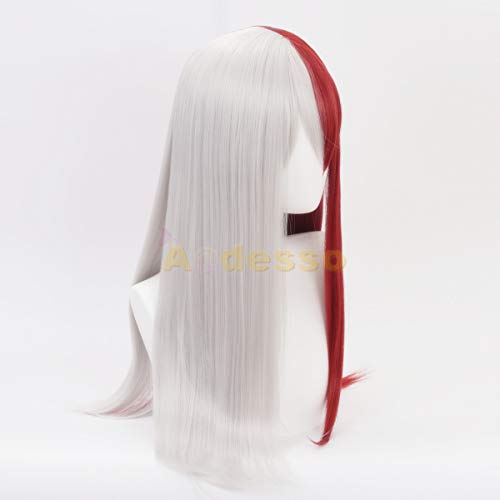 Aadesso Anime Half Red and Sliver Wigs Short for My Hero Academia Cosplay Halloween Wigs