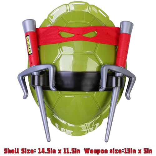 Crasoldiers Turtle Shell Cosplay Costume for Kids, Super Hero Turtle Shell Costume with Weapon & Eyepatch, Halloween Anime Role Cosplay Decoration Birthday Party Gift for Boys and Girls