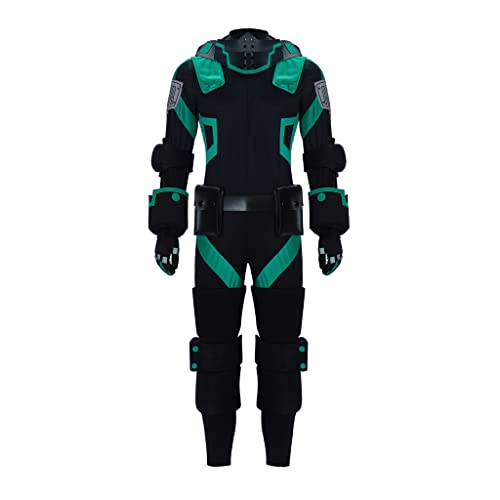 WOSHOW Anime World Heroes Mission Izuku Midoriya Deku Cosplay Costume Black Battle Suit (Male-M)