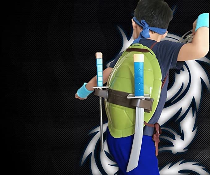 Aexfuma Turtle Shell for Kids Cosplay Halloween Cartoon Ninja Costume Party, Super Hero Cosplay Costume (Blue)