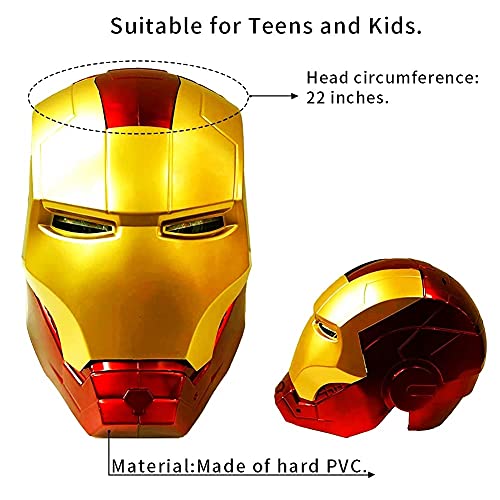 Electronic Iron-man Helmet MK43 Wearable Helmet LED Light Up Iron-man Super Hero Model 1:1 Replica Christmas, Halloween, Birthday's Gift (Children's Size mask).