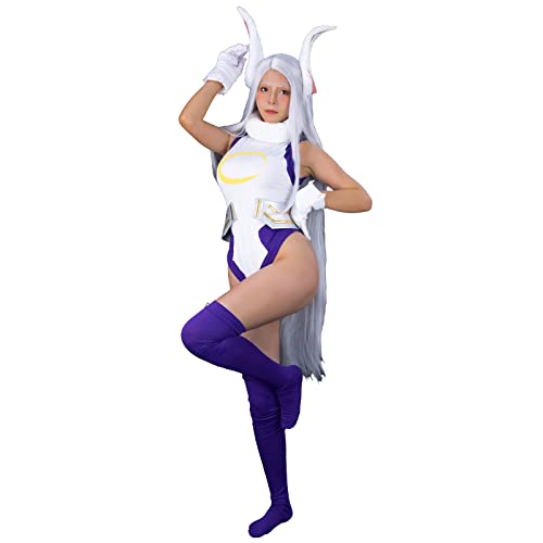 CR ROLECOS Miruko Cosplay Costume BNHA MHA Rabbit Hero Mirko Bunny Bodysuit Costume Bunny Hero Outfit L/XL