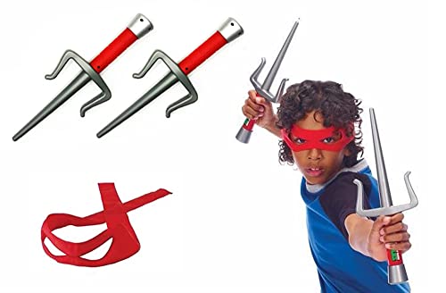 APZNOE Super Hero Cosplay Toys Turtles Shell Costume COS Weapon Set Halloween Dressed Up Birthday Gift for Kids Boys (Red)