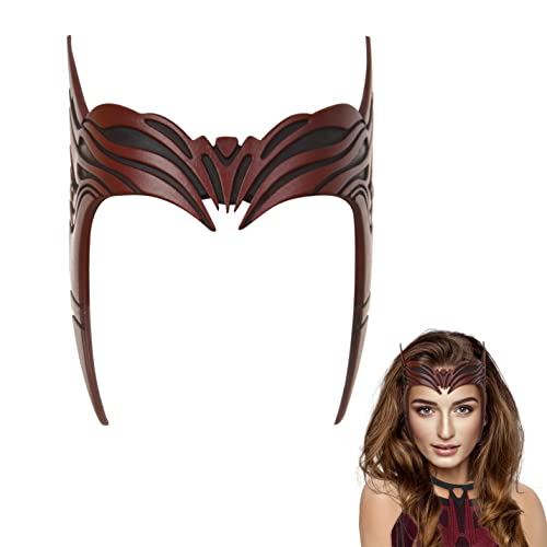 CoserWorld Red Women Mask Headpiece, Latex Scarlet Red Witch Crown for Cosplay Halloween Costume Masquerade Props (A)