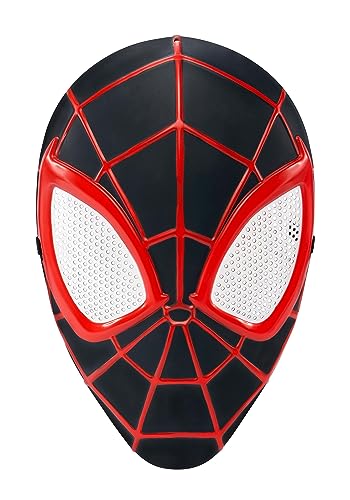 Marvel Youth Miles Morales Mask - 3D Plastic Mask with Elastic Strap Standard Black