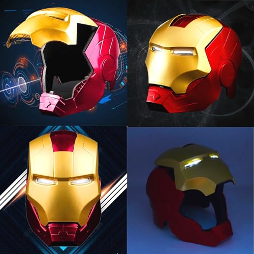 Iron-Mans Helmet Adult Electronic Mark 43 Helmet Open and Close with LED Eyes Light Up Super Hero Movie 1:1 Model Cosplay Prop for Halloween Birthday's