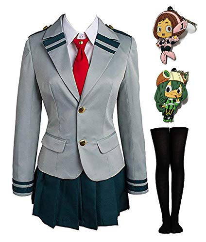 Good Friend Mha Cosplay Bnha Cosplay Hero uniform Halloween costume with two keychains (S)
