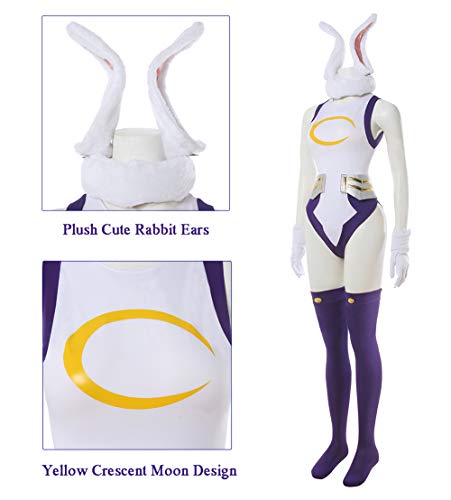 CR ROLECOS Miruko Cosplay Costume BNHA MHA Rabbit Hero Mirko Bunny Bodysuit Costume Bunny Hero Outfit L/XL