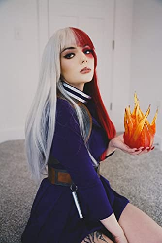 Aadesso Anime Half Red and Sliver Wigs Short for My Hero Academia Cosplay Halloween Wigs