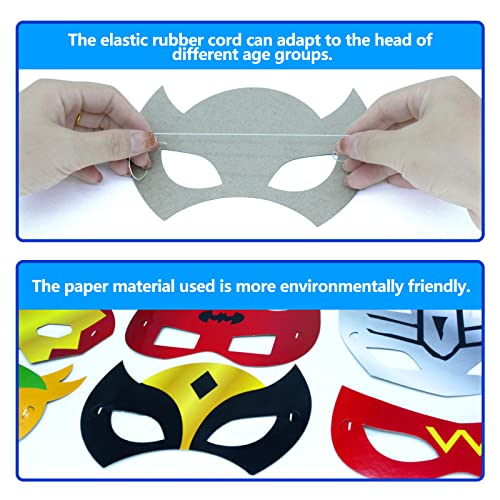 Top Hubsch 26 Pieces Superhero Cosplay Masks for Birthday Party, Superhero Party Supplies Children Masquerade Cosplay Paper Eye Masks
