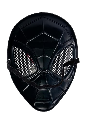 Marvel Youth Miles Morales Mask - 3D Plastic Mask with Elastic Strap Standard Black