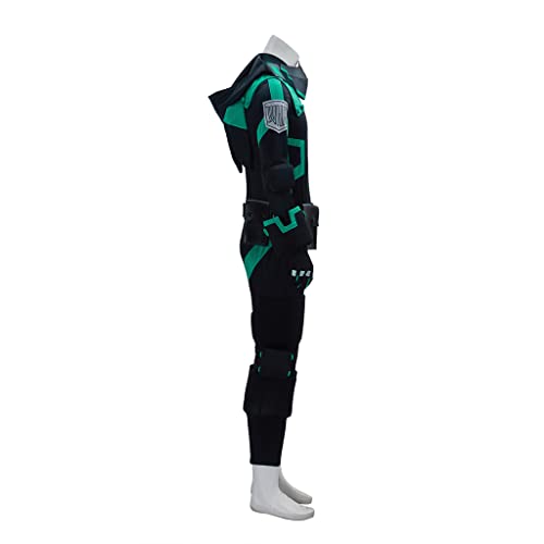WOSHOW Anime World Heroes Mission Izuku Midoriya Deku Cosplay Costume Black Battle Suit (Male-M)