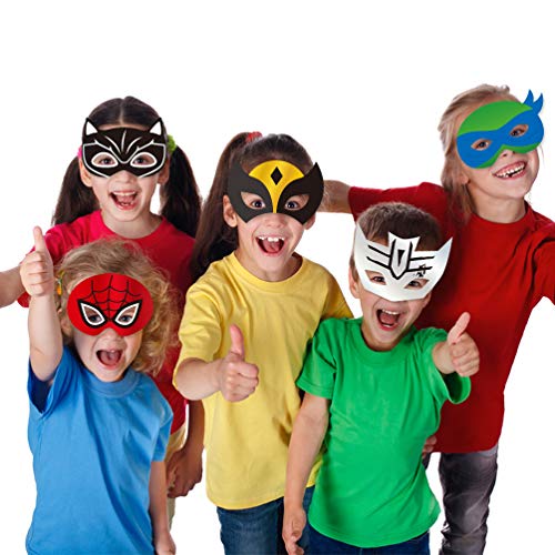 Top Hubsch 26 Pieces Superhero Cosplay Masks for Birthday Party, Superhero Party Supplies Children Masquerade Cosplay Paper Eye Masks