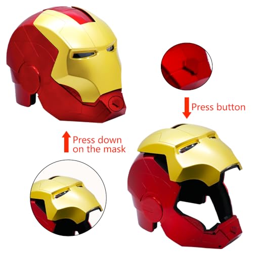 Iron-Mans Helmet Adult Electronic Mark 43 Helmet Open and Close with LED Eyes Light Up Super Hero Movie 1:1 Model Cosplay Prop for Halloween Birthday's