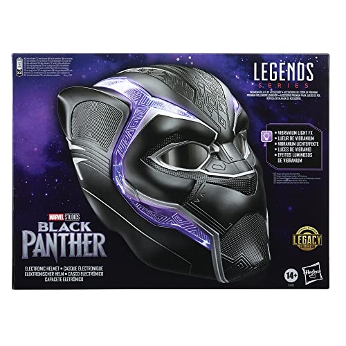Marvel Legends Series Black Panther Premium Electronic Role Play Helmet with Light FX and Flip-Up &Down Lenses, Collectible Roleplay Item