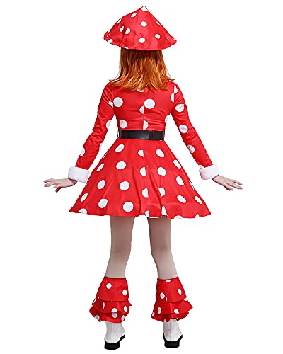 miccostumes Women's Anime Hero Cosplay Costume Red Mushroom Turtleneck Dress Outfit with Hat (Red, X-Large)