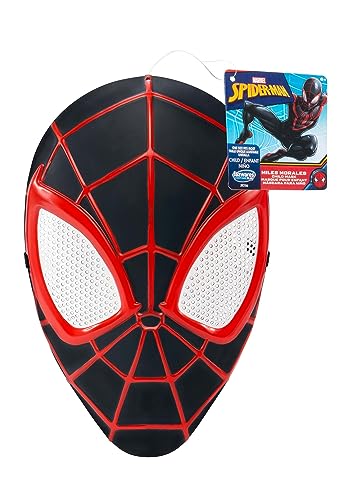 Marvel Youth Miles Morales Mask - 3D Plastic Mask with Elastic Strap Standard Black