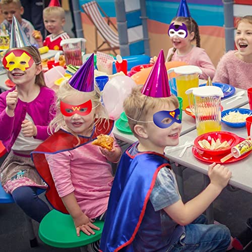Top Hubsch 26 Pieces Superhero Cosplay Masks for Birthday Party, Superhero Party Supplies Children Masquerade Cosplay Paper Eye Masks