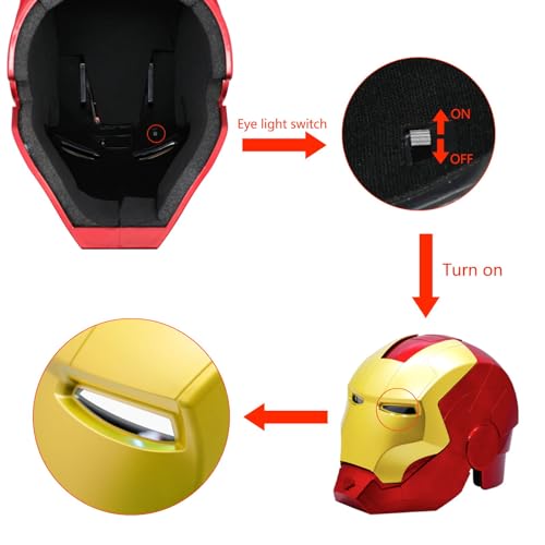 Iron-Mans Helmet Adult Electronic Mark 43 Helmet Open and Close with LED Eyes Light Up Super Hero Movie 1:1 Model Cosplay Prop for Halloween Birthday's