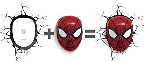 3DLightFX 816733002224 Marvel Spiderman Mask 3D Deco Light,Plastic, Red