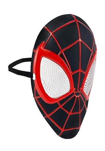 Marvel Youth Miles Morales Mask - 3D Plastic Mask with Elastic Strap Standard Black