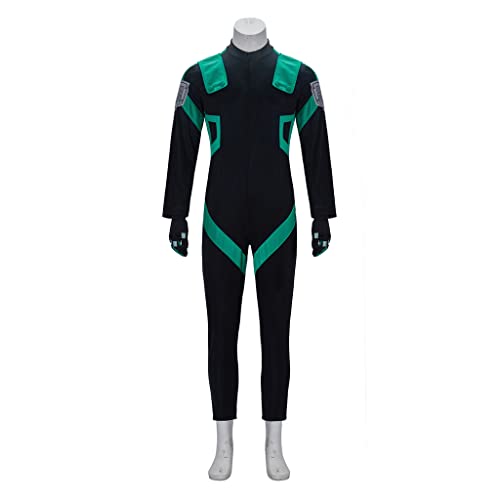 WOSHOW Anime World Heroes Mission Izuku Midoriya Deku Cosplay Costume Black Battle Suit (Male-M)