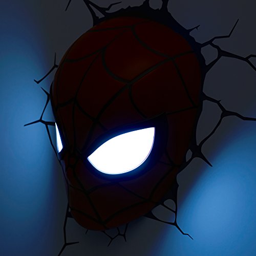 3DLightFX 816733002224 Marvel Spiderman Mask 3D Deco Light,Plastic, Red