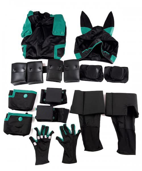 WOSHOW Anime World Heroes Mission Izuku Midoriya Deku Cosplay Costume Black Battle Suit (Male-M)