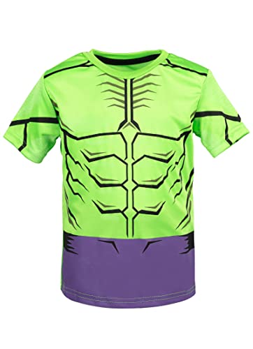 Marvel Avengers Hulk Toddler Boys' Athletic T-Shirt & Mesh Shorts Set, Green/Purple (4T)