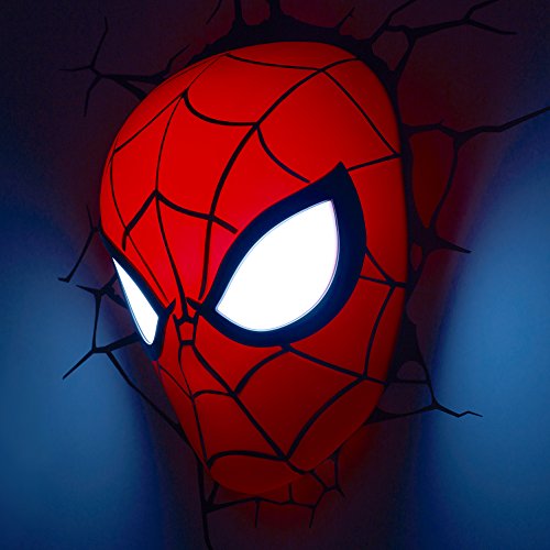 3DLightFX 816733002224 Marvel Spiderman Mask 3D Deco Light,Plastic, Red
