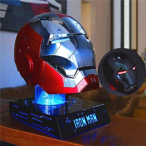 Iron-Mans Helmet Adult Electronic Mark 5 Helmet With Jarvis Voice/Sensing/Remote Control Open/Close Sounds & LED Eyes Light Up Super Hero 1:1 Model Prop for Halloween Christmas Gift.