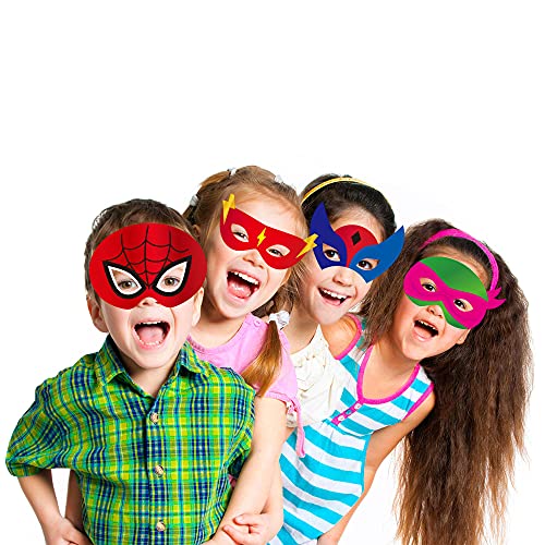 Top Hubsch 26 Pieces Superhero Cosplay Masks for Birthday Party, Superhero Party Supplies Children Masquerade Cosplay Paper Eye Masks