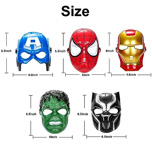 Bofootts 5PCS Hero Mask for Kids, Hero Costumes Birthday Party Masks, Hero Toys Gifts for Halloween Cosplay Parties