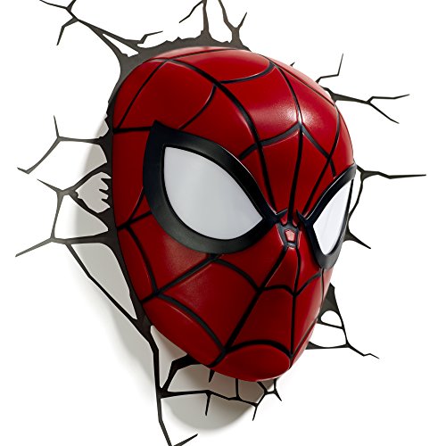 3DLightFX 816733002224 Marvel Spiderman Mask 3D Deco Light,Plastic, Red