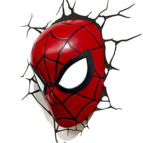 3DLightFX 816733002224 Marvel Spiderman Mask 3D Deco Light,Plastic, Red