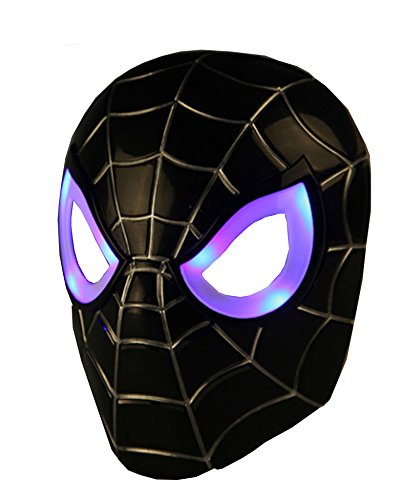 Premium Black Spiderman Mask/Venom Mask with LED Eyes that Light Up! (Batteries Included)