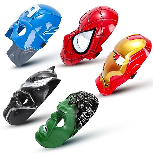 Bofootts 5PCS Hero Mask for Kids, Hero Costumes Birthday Party Masks, Hero Toys Gifts for Halloween Cosplay Parties