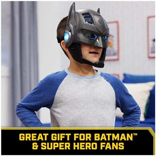 DC Comics, Armor-Up Batman Mask with Visor, 15+ Sounds & Phrases, Lights, Super Hero Costume, Kids Roleplay for Boys and Girls Ages 4+