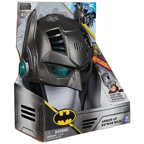DC Comics, Armor-Up Batman Mask with Visor, 15+ Sounds & Phrases, Lights, Super Hero Costume, Kids Roleplay for Boys and Girls Ages 4+