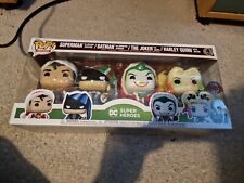 Funko Pop! DC Comics Christmas 4 Pack Special Edition Exclusive Vinyl Figures - Superman in Holiday Sweater, Batman as Ebenezer Scrooge, The Joker as Santa, Harley Quinn with Helper