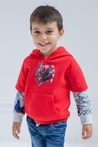 Marvel Spider-Man Toddler Boys Fleece Hangdown Hoodie Red 5T