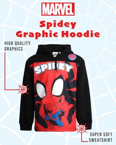 Marvel Boys' Avengers Sweatshirt - ¼ Zip Fleece Hoodie: Spidey Spider-Man Hulk Iron Man Captain America Black Panther (2T-16), Size 3T, Spidey Black