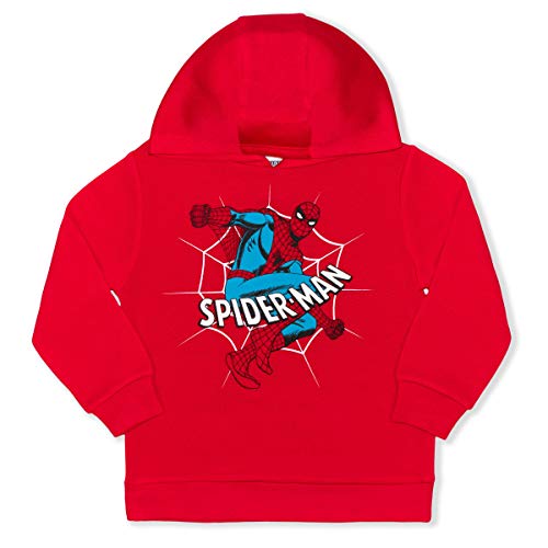 Marvel Spider-Man Boys 2 Pack Zip Up Hoodie and Pullover Hooded Sweatshirt for Toddlers and Big Kids – Red/Grey