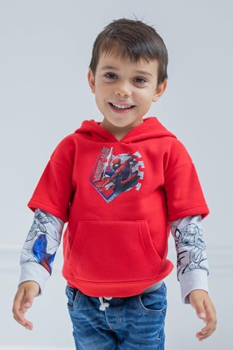 Marvel Spider-Man Toddler Boys Fleece Hangdown Hoodie Red 5T