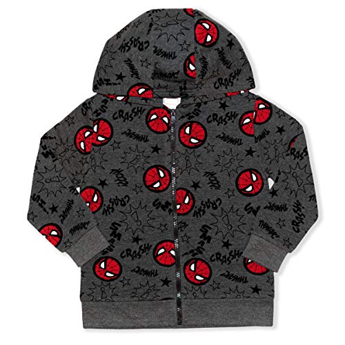 Marvel Spider-Man Boys 2 Pack Zip Up Hoodie and Pullover Hooded Sweatshirt for Toddlers and Big Kids – Red/Grey