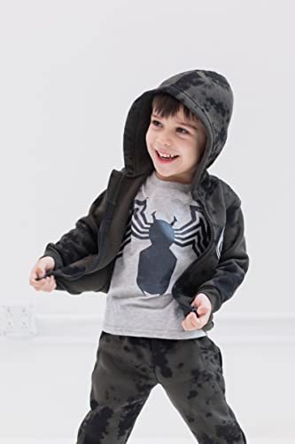 Marvel Spider-Man Toddler Boys Zip Up Fleece Hoodie T-Shirt and Jogger Pants 3 Piece Outfit Set Tie Dye Gray 4T