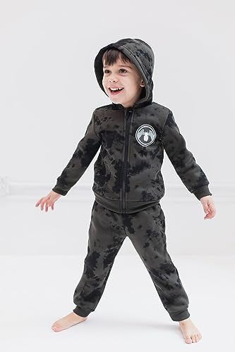 Marvel Spider-Man Toddler Boys Zip Up Fleece Hoodie T-Shirt and Jogger Pants 3 Piece Outfit Set Tie Dye Gray 4T