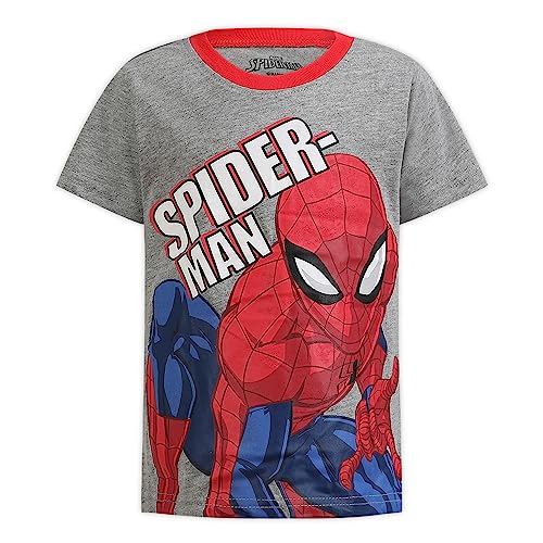 Marvel Spiderman Boys’ Zip-Up Hoodie, T-Shirt and Jogger Set for Toddler and Little Kids – Red/Grey/Black
