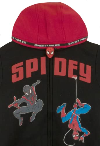 Marvel Spider-Man Boys Sherpa Zip-Up Fleece Hoodie, Superhero Zip-Up Fleece Hooded Sweatshirt for Boys (Black/Red, 6)