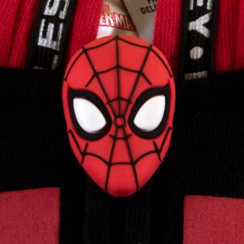 Marvel Spider-Man Boys Sherpa Zip-Up Fleece Hoodie, Superhero Zip-Up Fleece Hooded Sweatshirt for Boys (Black/Red, 6)